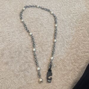 Silver and White Chain belt